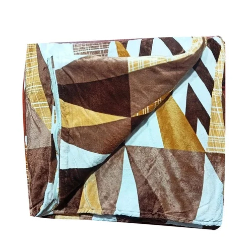 Double Bed Flano Fabric Geometric Dohar Set - Wool Material, 87x99 Inches , Cotton Filled, Non-woven Technics, Washable, Trendy Printed Pattern