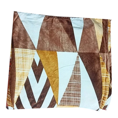 Double Bed Flano Fabric Geometric Dohar Set - Wool Material, 87x99 Inches , Cotton Filled, Non-woven Technics, Washable, Trendy Printed Pattern