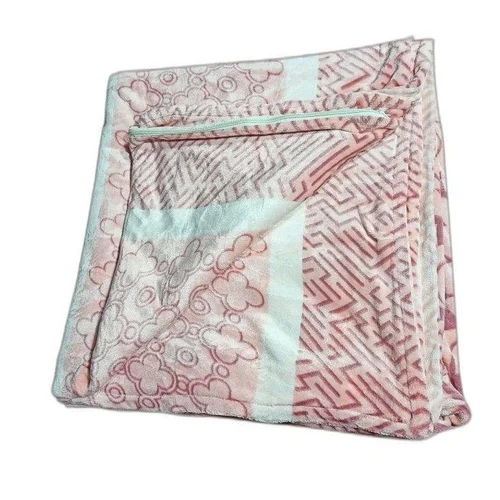 Double Bed Flano Fabric Printed Dohar Set - Wool Material, King Size | Washable, Cozy Cotton Filling, Elegant Printed Design