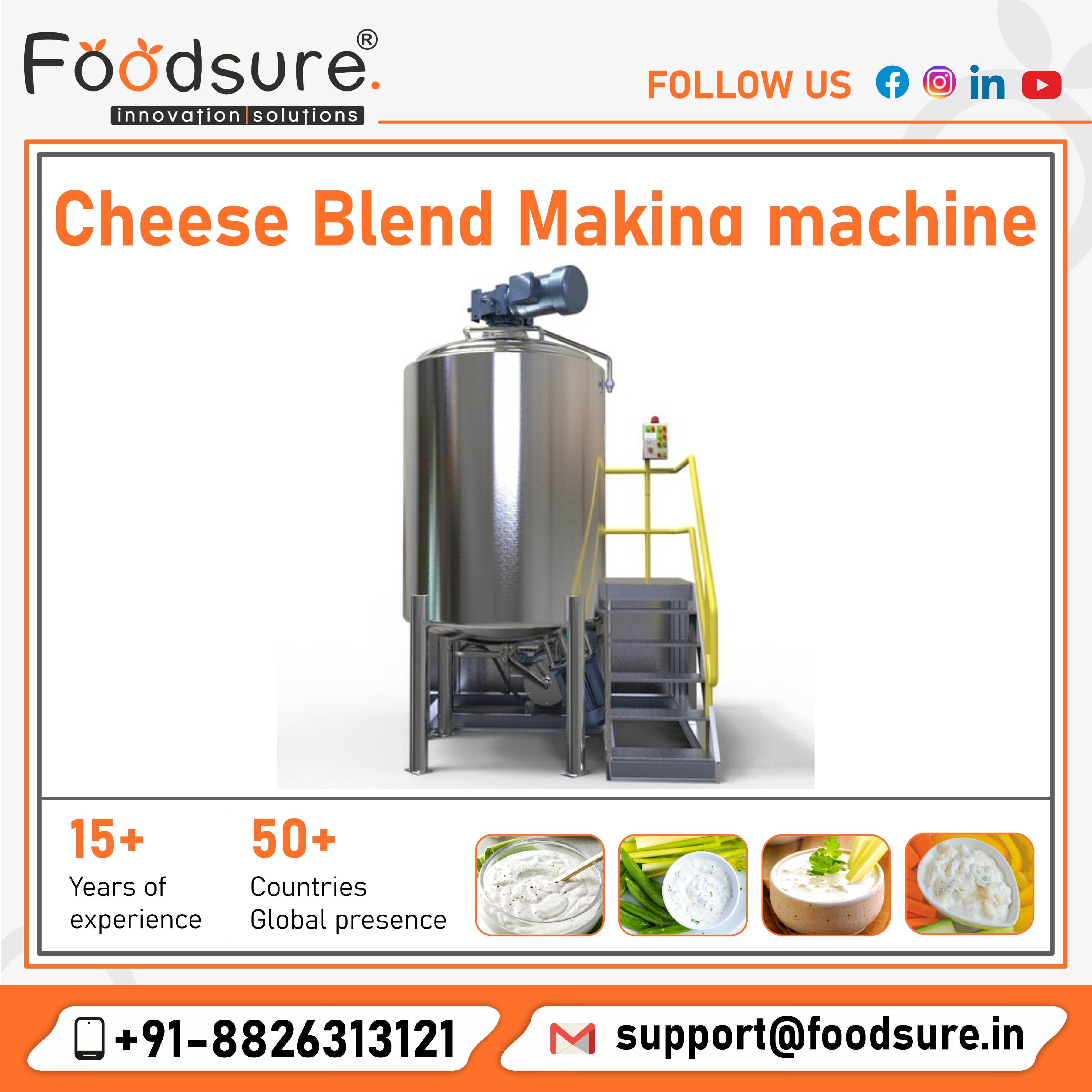 Cheese Dressing Making Machine - 3000 Kg/hr Capacity, 20 Watt Power | Stainless Steel, Compact Structure, Eco-friendly, High Efficiency, Low Noise