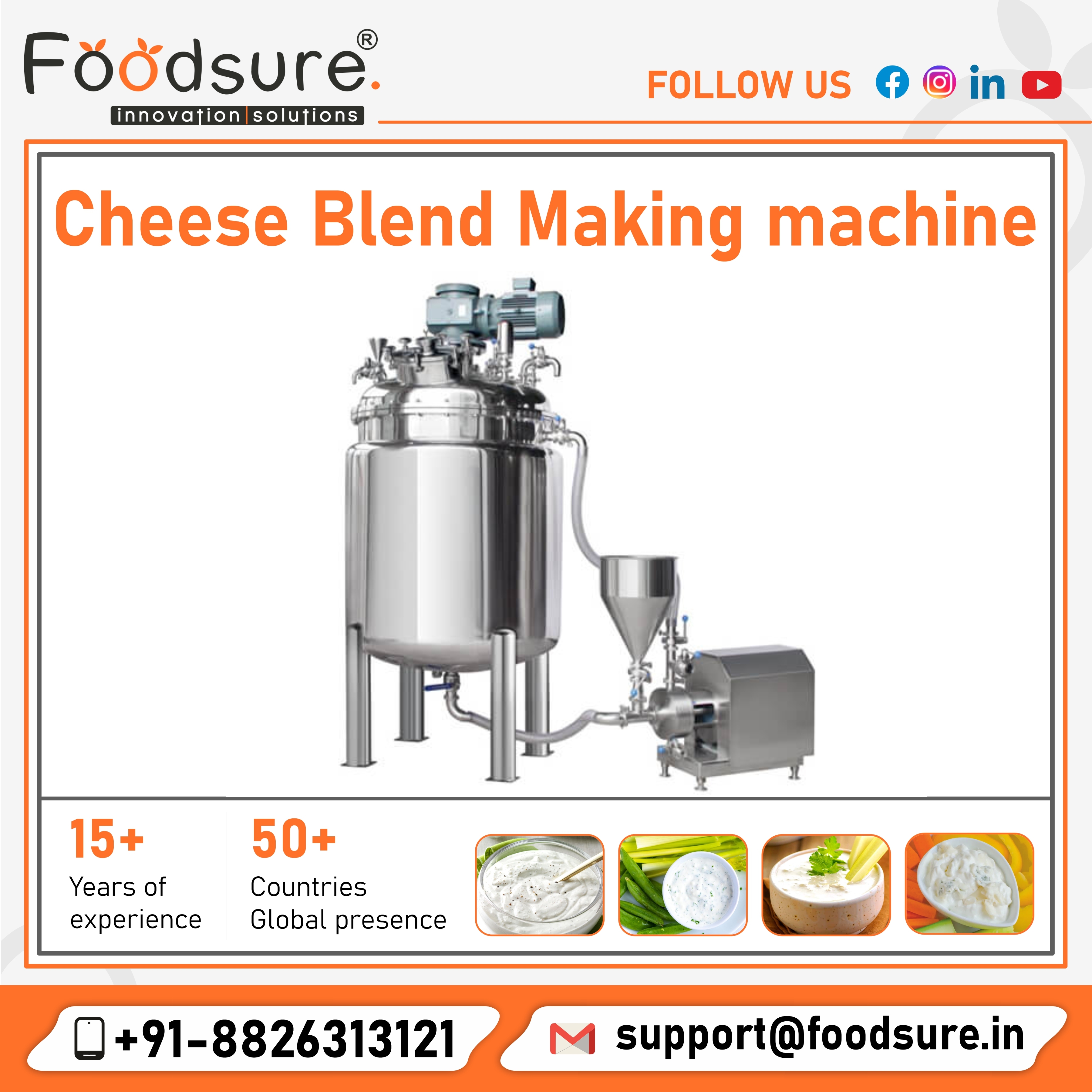 Cheese Dressing Making Machine - 3000 Kg/hr Capacity, 20 Watt Power | Stainless Steel, Compact Structure, Eco-friendly, High Efficiency, Low Noise