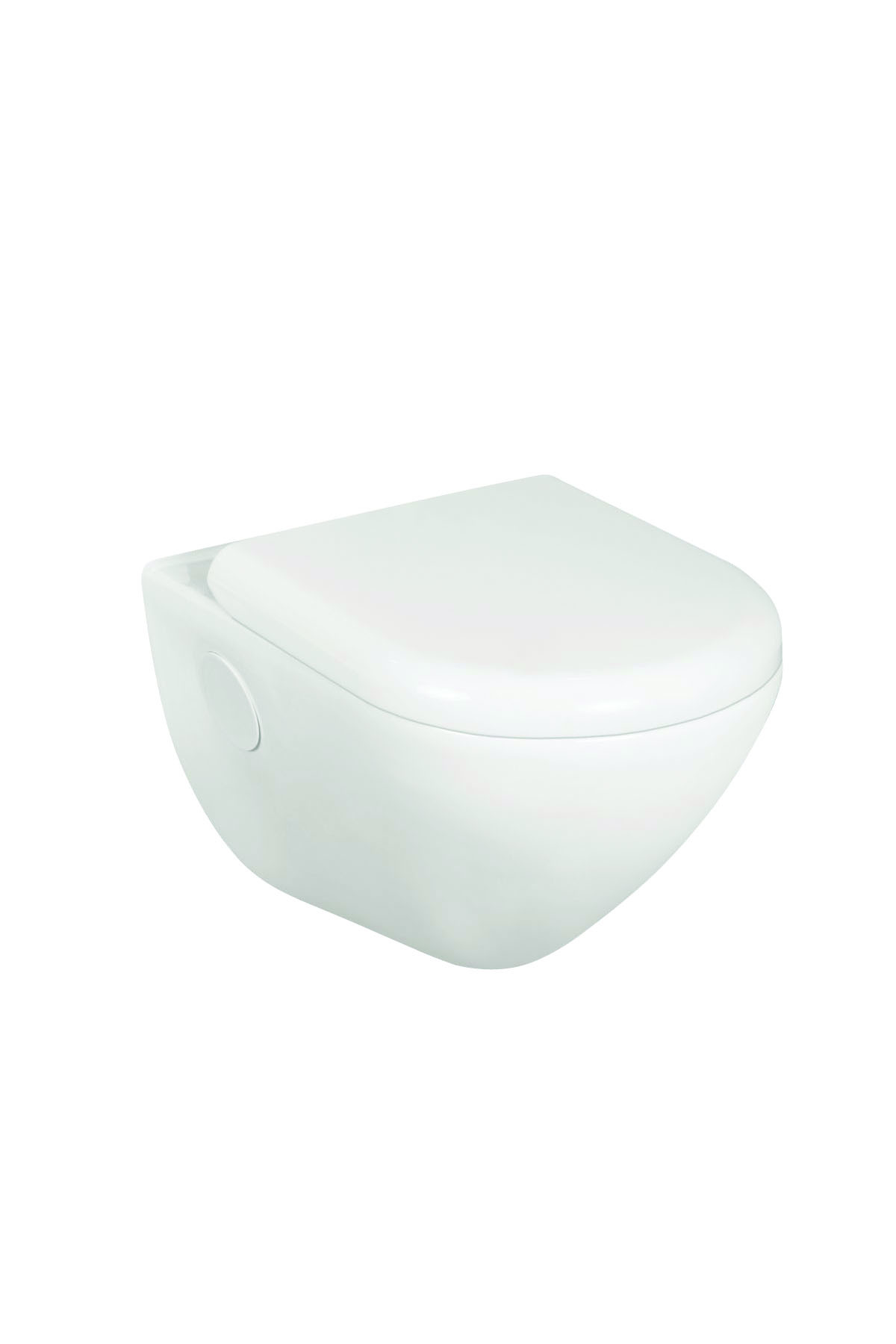 Wall Hung Toilet - Ceramic, 50cm X 36cm, White | Wall Mounted, Square Shape, Two-piece Structure, Glossy Finish, Polished Surface, 19kg