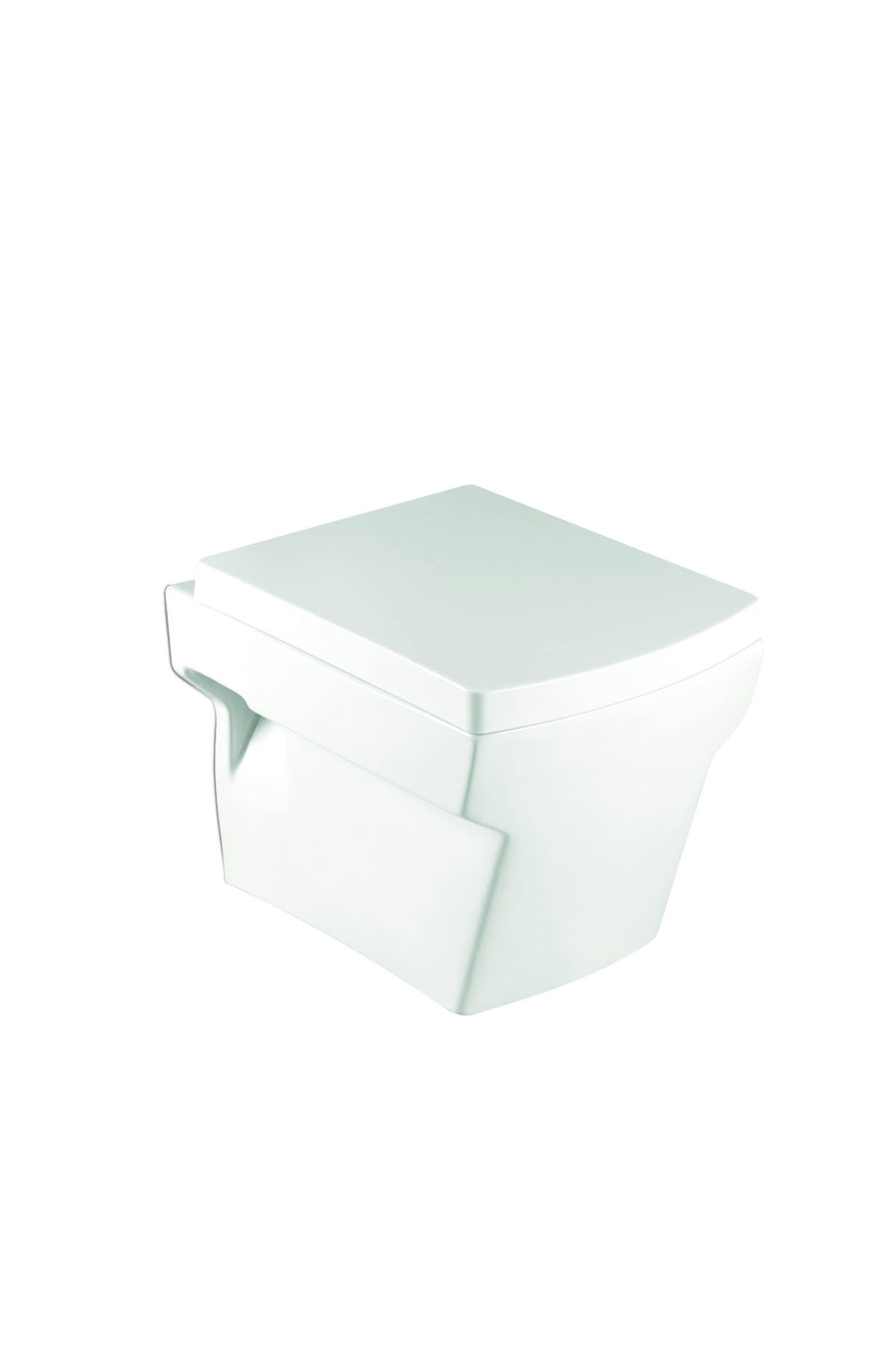 Wall Hung Toilet - Ceramic, 50cm X 36cm, White | Wall Mounted, Square Shape, Two-piece Structure, Glossy Finish, Polished Surface, 19kg