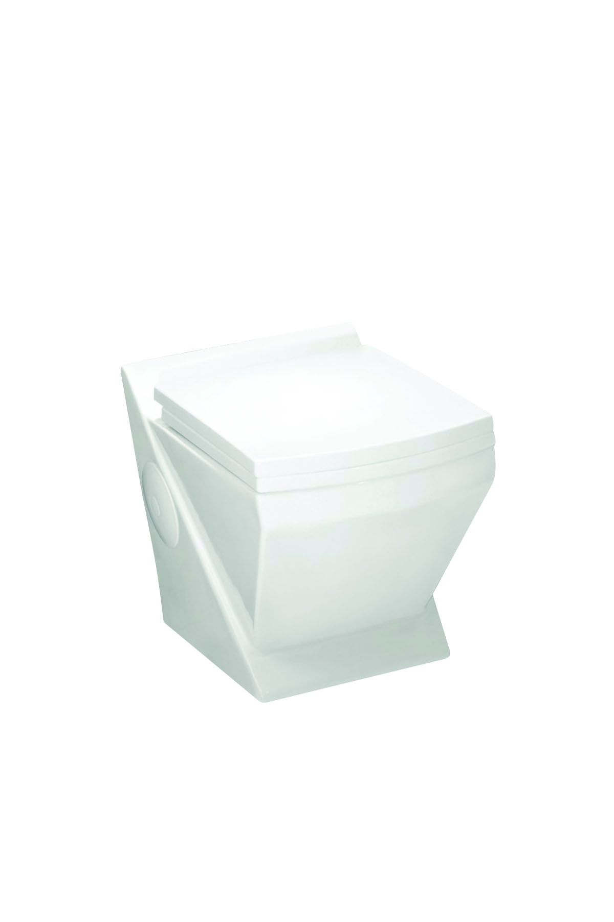 Wall Hung Toilet - Ceramic, 50cm X 36cm, White | Wall Mounted, Square Shape, Two-piece Structure, Glossy Finish, Polished Surface, 19kg