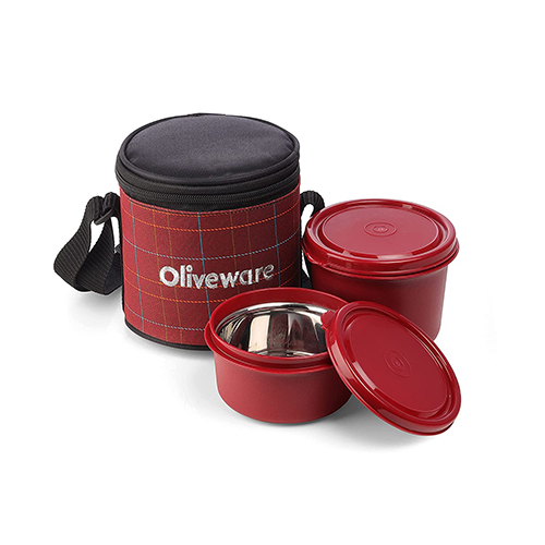 Cleo Lunch Box - Stainless Steel & Plastic | Heat-resistant, Easy To Clean, Sleek Blue And Silver Design For Office & School Use