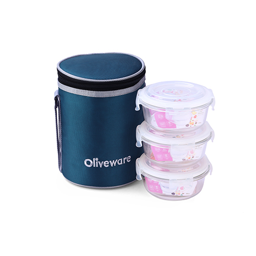 Pebble Glassware Lunch Box - Color: Blue