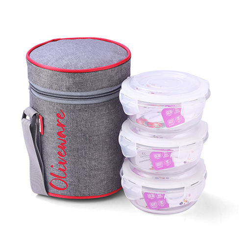 Innox Glassware Lunch Box - Color: Grey