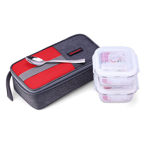 Freshco Glassware Lunch Box - Color: Blue Grey