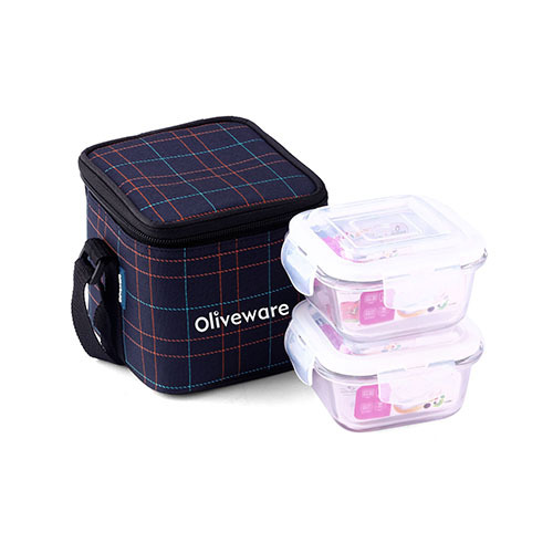 Feast Glassware Lunch Box - Color: Blue
