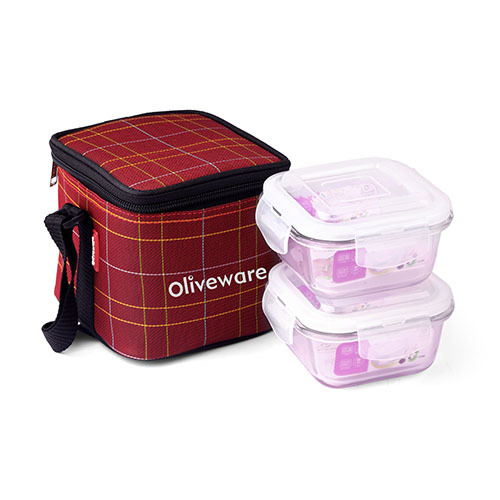 Feast Glassware Lunch Box - Color: Blue