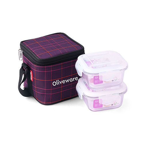 Feast Glassware Lunch Box - Color: Blue