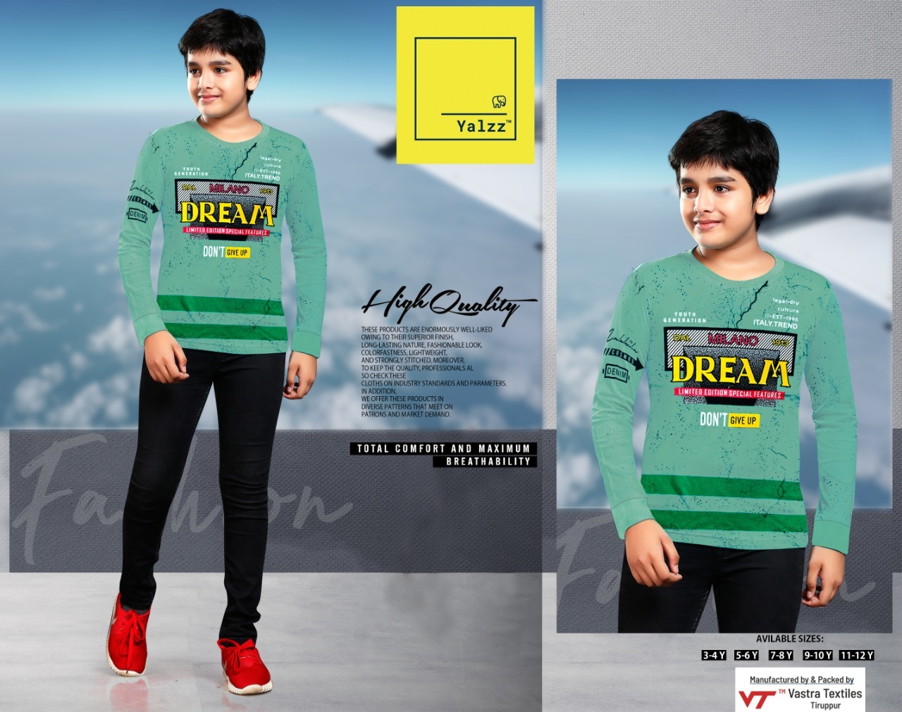 Roger Rnfs - Cotton, Age 2-8 Years | Red O-neck Long Sleeve Shirt With Printed Design For Boys