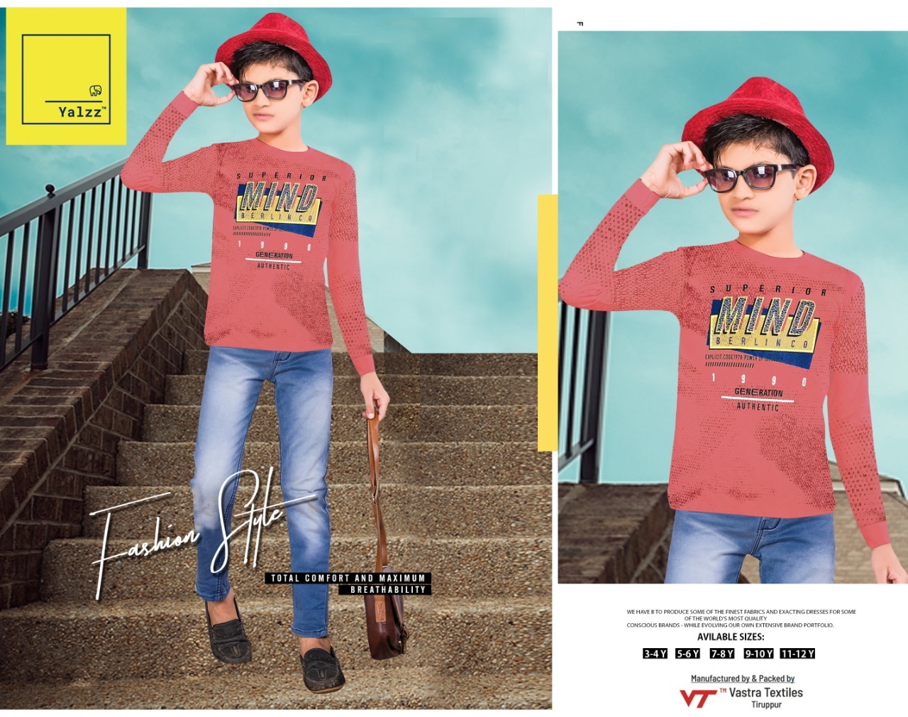 Roger Rnfs - Cotton, Age 2-8 Years | Red O-neck Long Sleeve Shirt With Printed Design For Boys