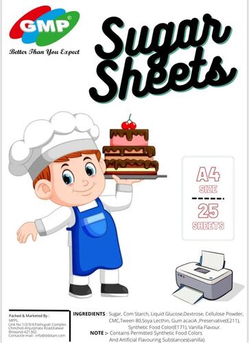 Sugar Sheet A/4 Size Premium Quality(25 Sheet Per Pack) - Feature: High Resolution