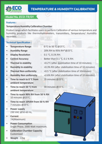 Temperature and Humidity Calibrator - Temperature Range: 10 C to 50 C, Humidity Range: 10% to 95% RH, Calibration Current: 6A Max | Stabilization Time: 10 Min, 2000 Watt Power Consumption