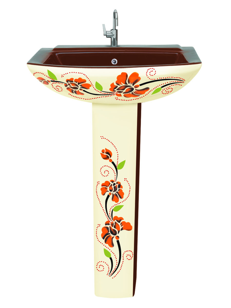 Delta Vitrosa Wash Basin - Ceramic, 520x440x830 Mm, Round Shape, Floor Mounted - Glossy Finish, Polished Surface, Two Piece Design, Available In Any Color