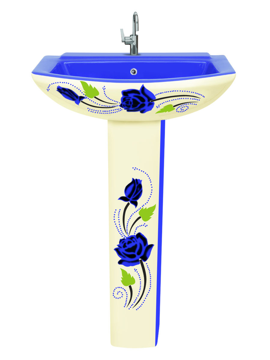Delta Vitrosa Wash Basin - Ceramic, 520x440x830 Mm, Round Shape, Floor Mounted - Glossy Finish, Polished Surface, Two Piece Design, Available In Any Color