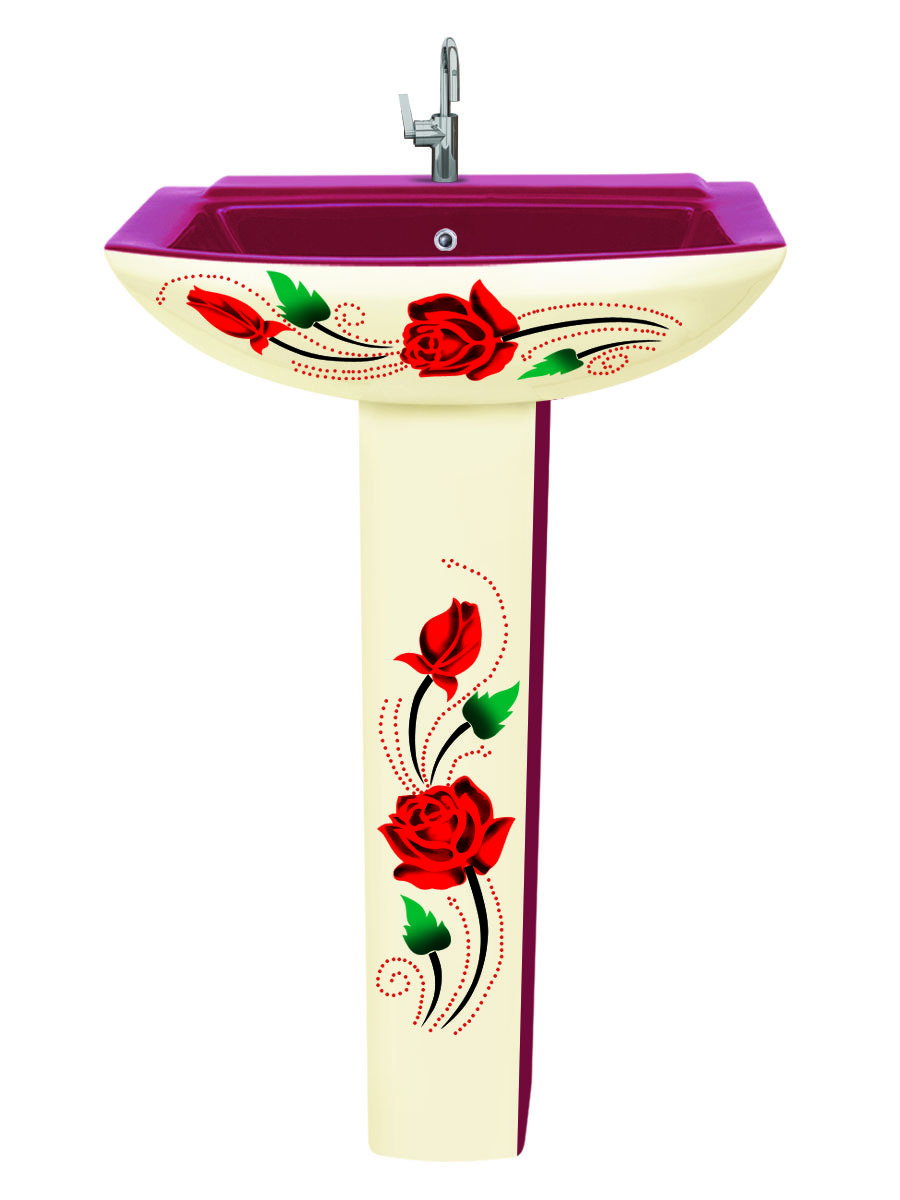 Delta Vitrosa Wash Basin - Ceramic, 520x440x830 Mm, Round Shape, Floor Mounted - Glossy Finish, Polished Surface, Two Piece Design, Available In Any Color