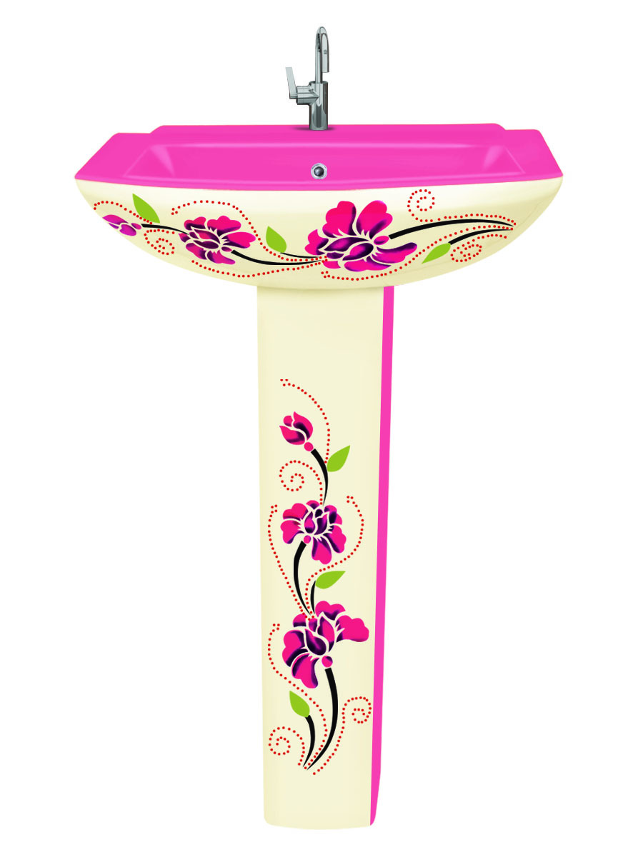 Delta Vitrosa Wash Basin - Ceramic, 520x440x830 Mm, Round Shape, Floor Mounted - Glossy Finish, Polished Surface, Two Piece Design, Available In Any Color