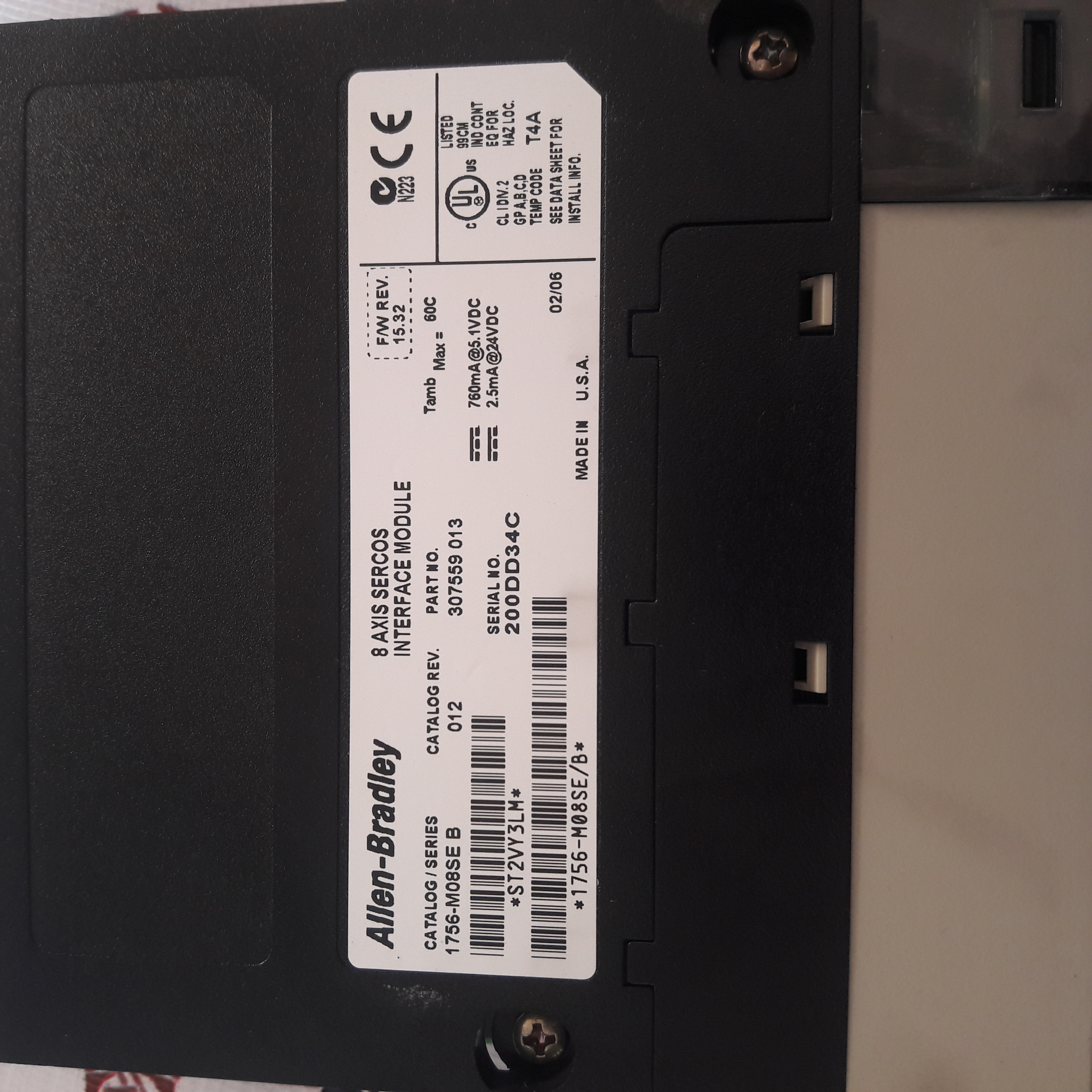 Allen Bradley 1756-m08se/b Plc - Application: Industrial Automation