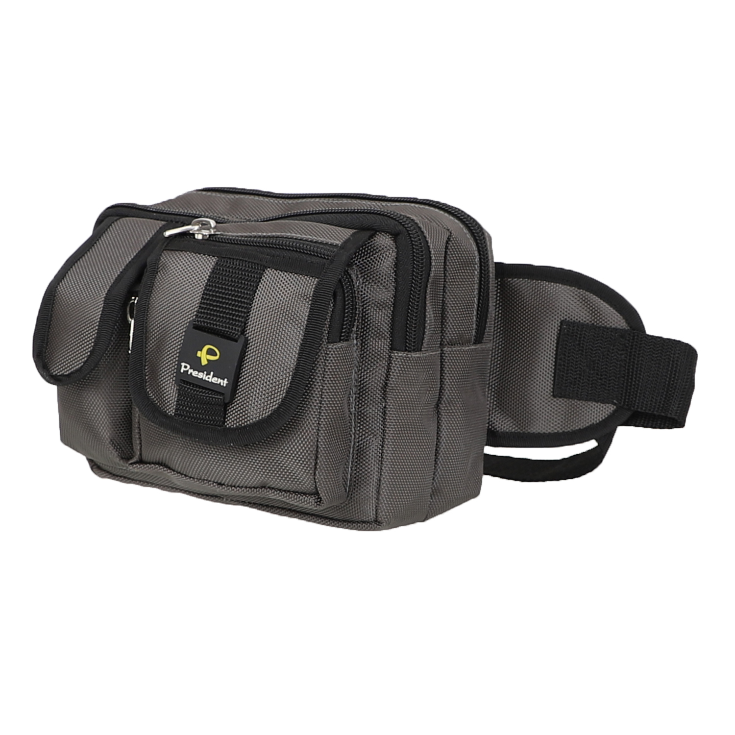Waist Pouch Bag - Pu Material, Black Color | Zip Closure Feature, Versatile Design