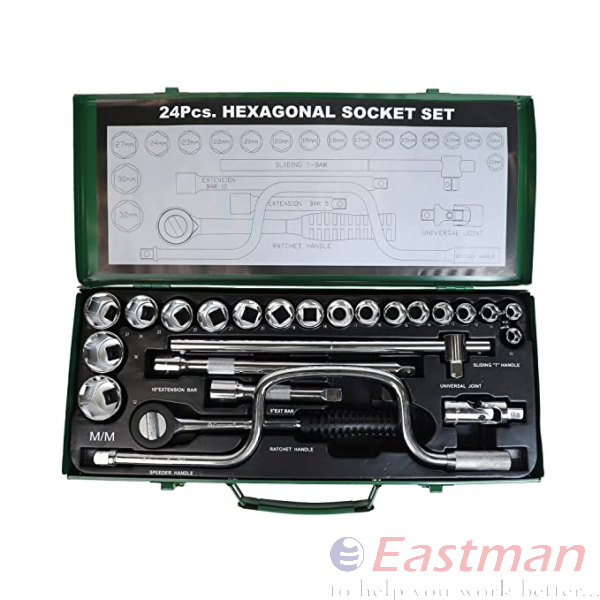 Silver E-2202-e-624-r1 1-2 Square. 24 Pc Drive Socket Sets