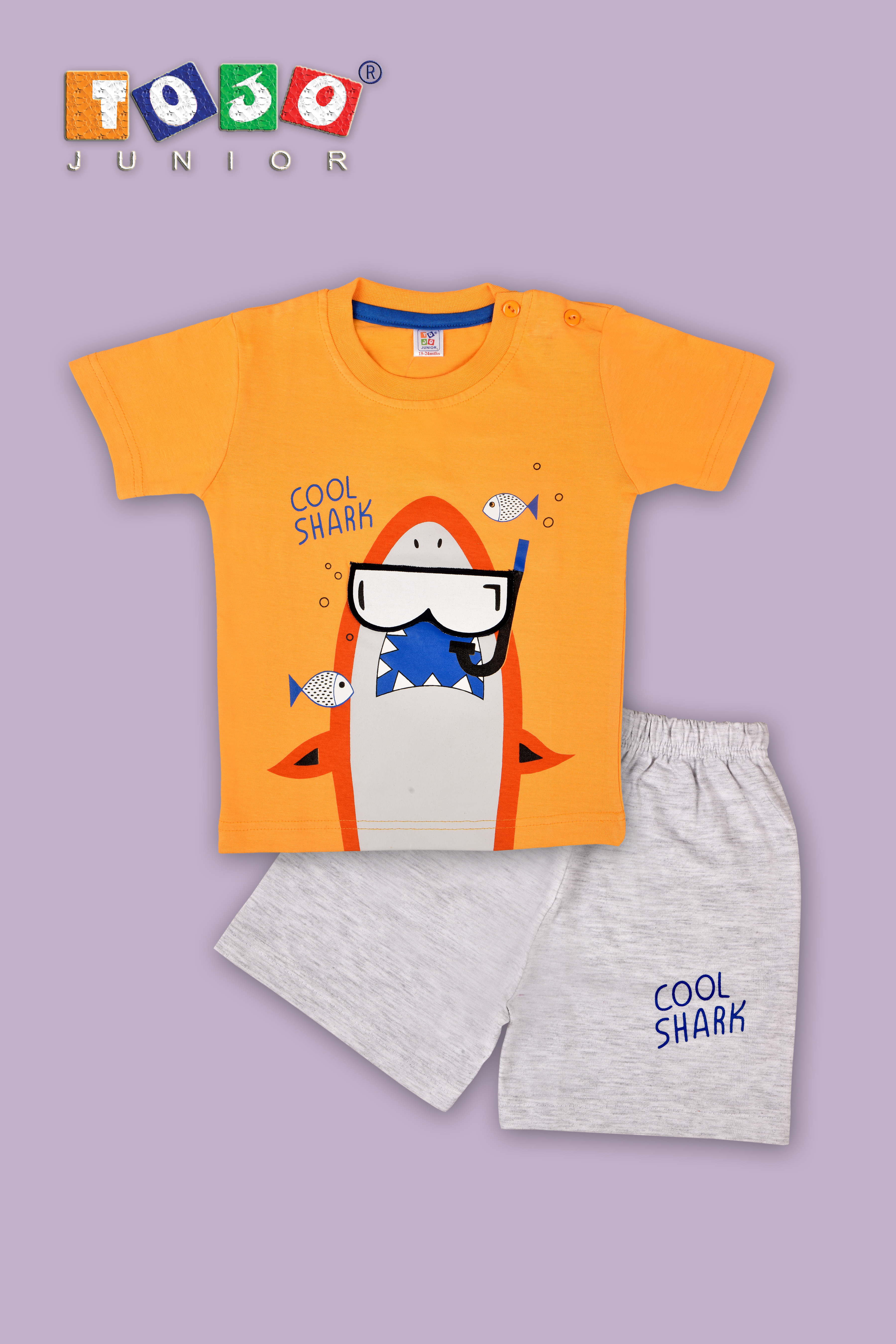 Cool Shark Print Baby T Shirt Decoration Material: Cloths