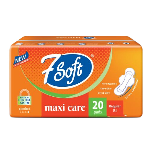 व्हाइट 7 सॉफ्ट मैक्सी केयर रेगुलर सैनिटरी पैड
