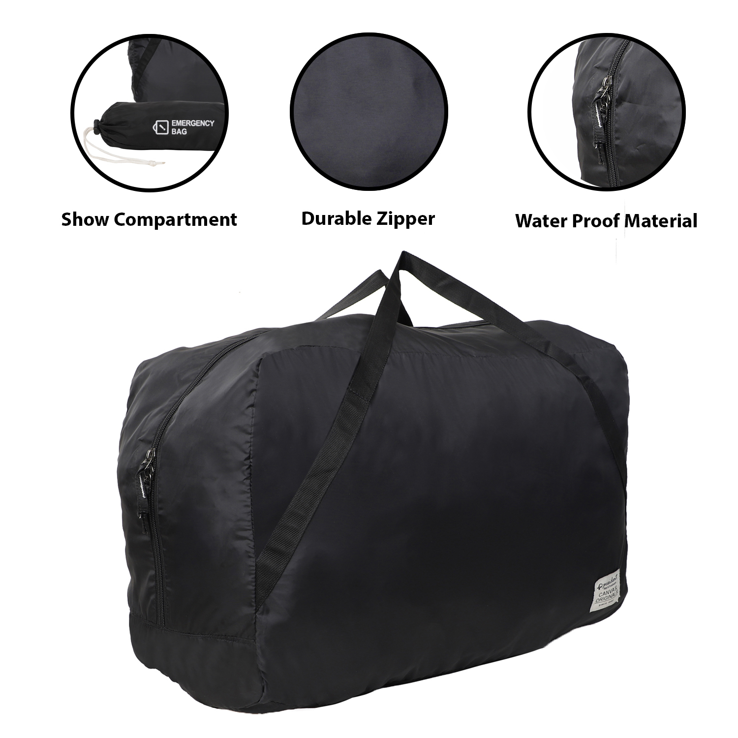 Emergency Bag - Nylon Material, 35 Ltr Capacity, Black Color | Customized Design, Durable Handles, Secure Zip Closure