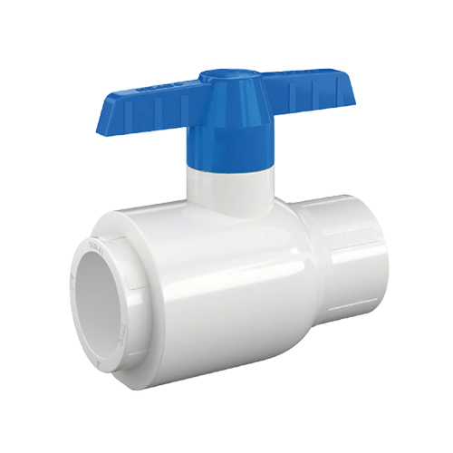 Short Handle Union Type Ball Valve - Color: Blue & White