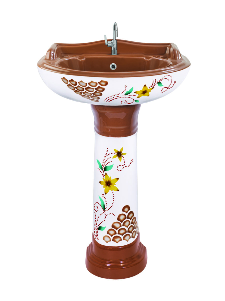 Ceramic Wash Basin - 925x460x565mm, Round Shape, Glossy Polished Finish | Floor Mounted, Color Options Available, Two Piece Design, Weighs 23 Kilograms
