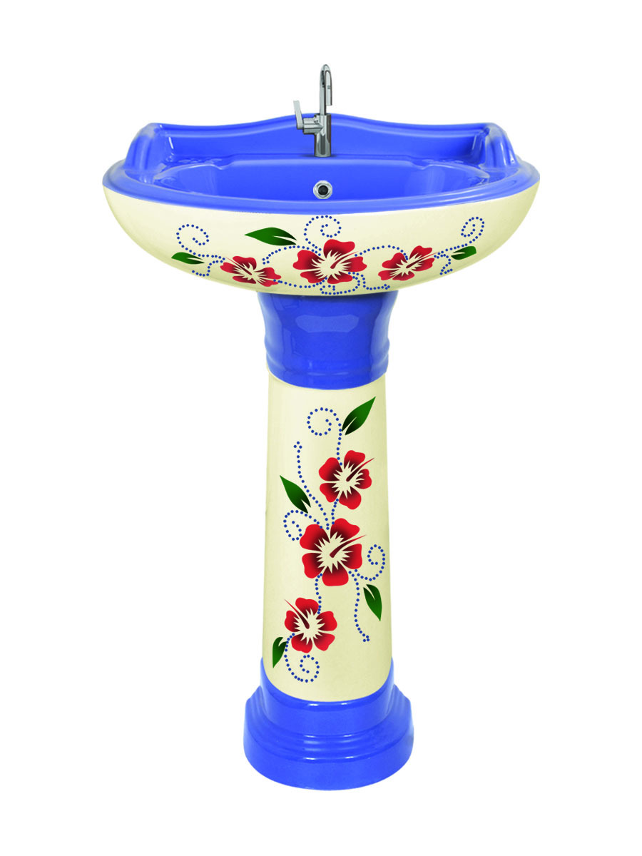 Ceramic Wash Basin - 925x460x565mm, Round Shape, Glossy Polished Finish | Floor Mounted, Color Options Available, Two Piece Design, Weighs 23 Kilograms