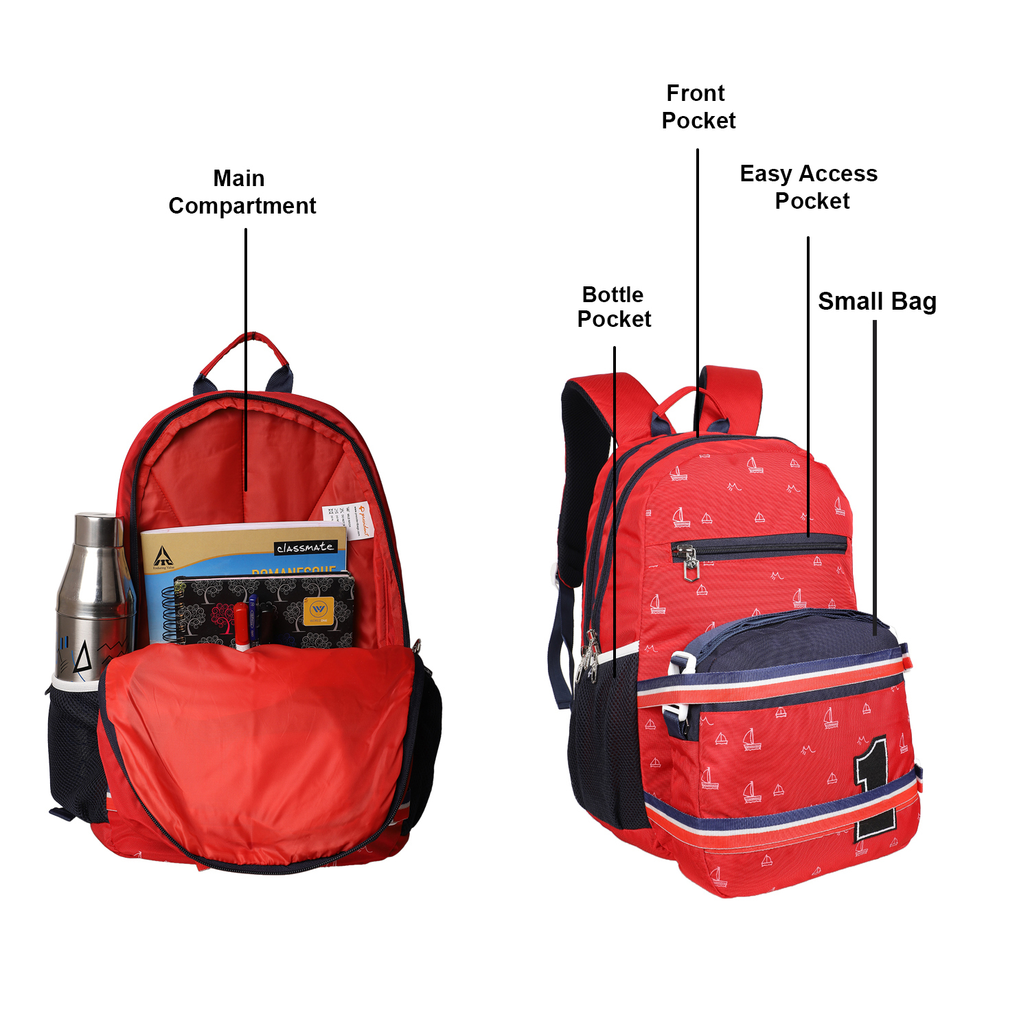 Ship Bags - Pu Synthetic Material, Red Color Design With Handles, Zip And Closure Features, Customized Option Available