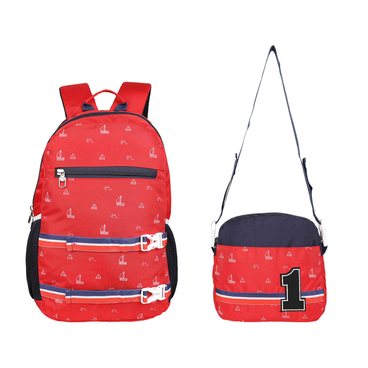 Ship Bags - Pu Synthetic Material, Red Color Design With Handles, Zip And Closure Features, Customized Option Available