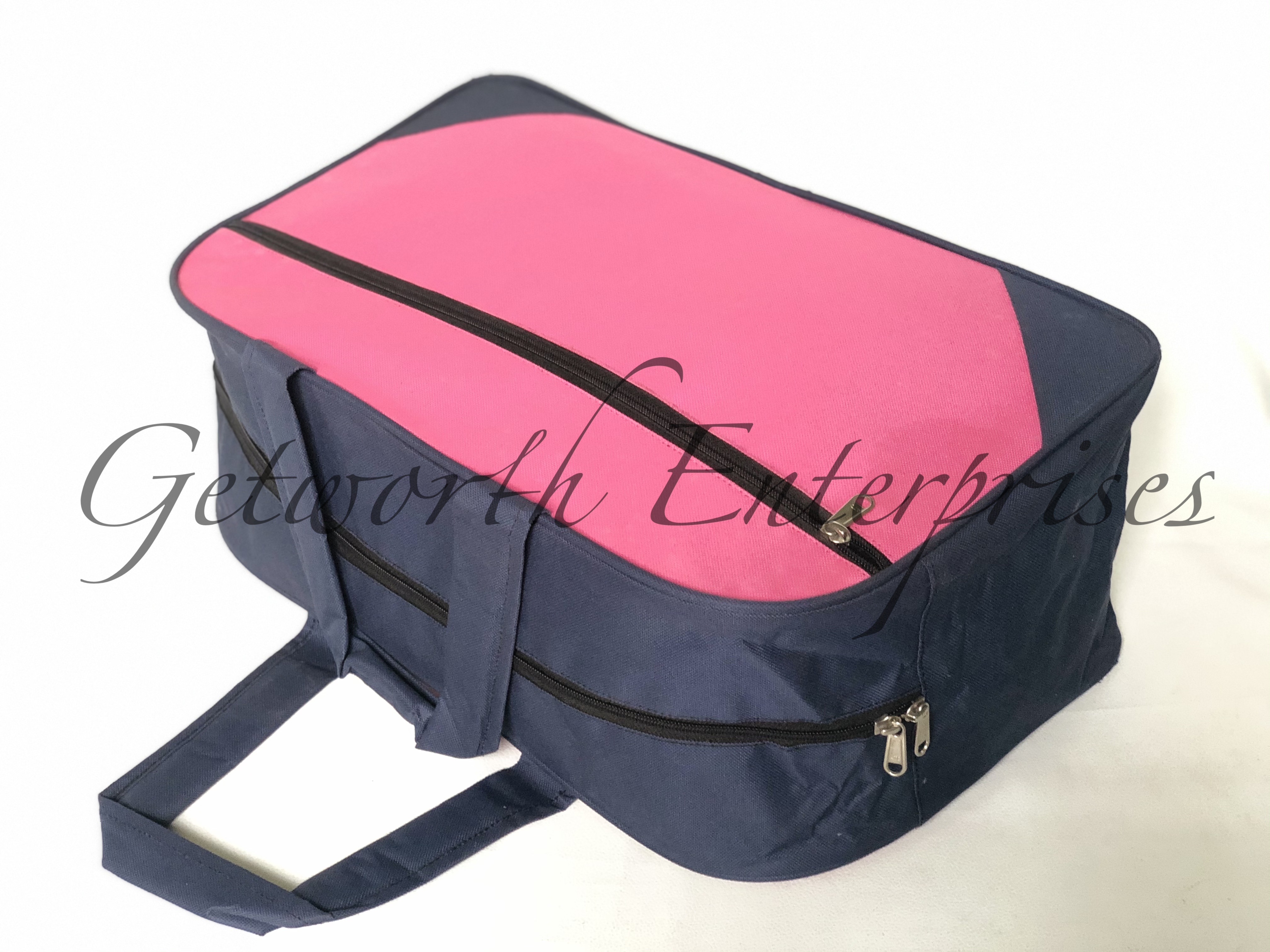 Pink And Blue Complimentary Travel Bag - 19" X 11" X 8" | Polyester, Attractive Design, Lightweight, High Durability, Comfortable Handles