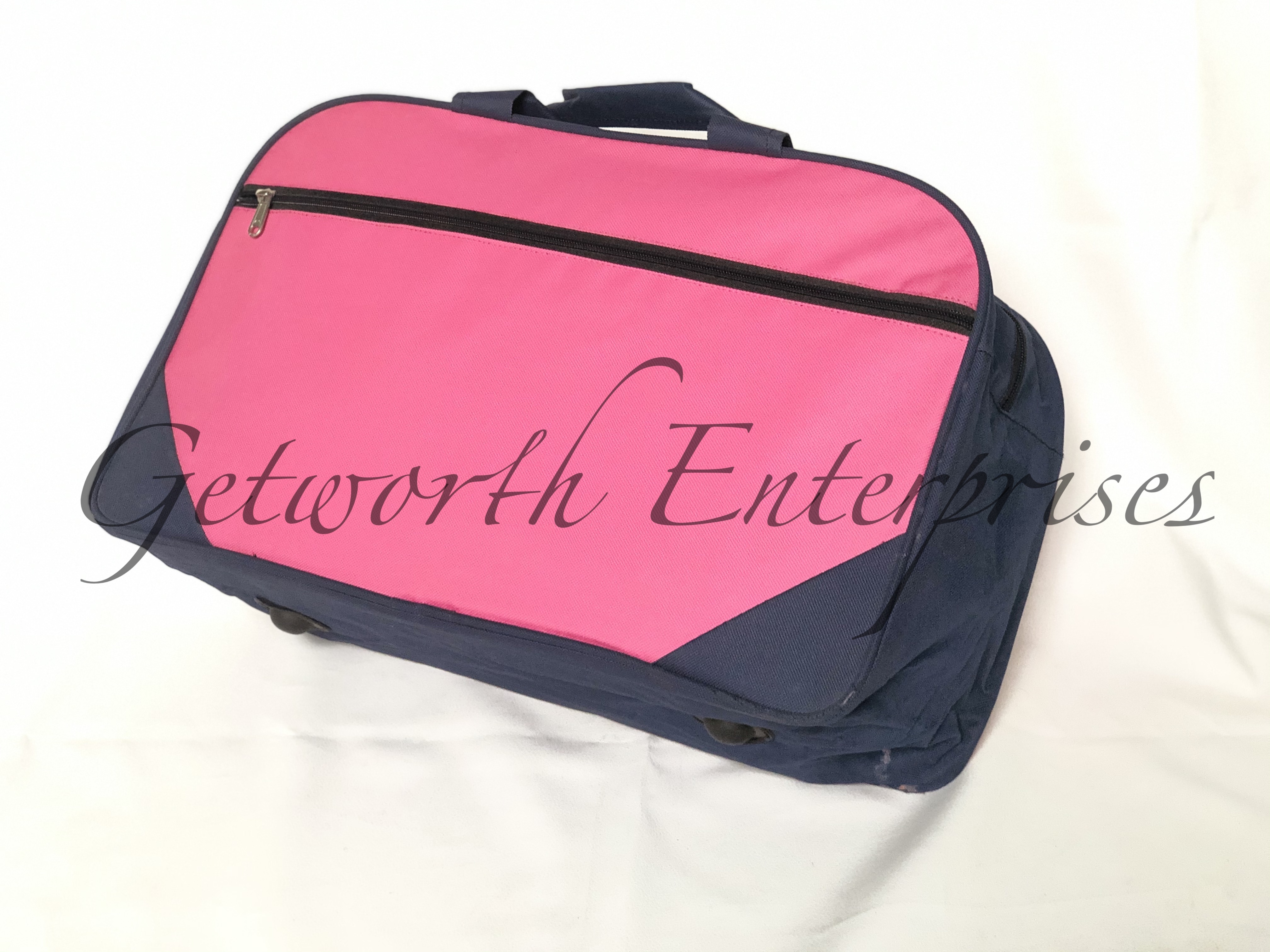 Pink And Blue Complimentary Travel Bag - 19" X 11" X 8" | Polyester, Attractive Design, Lightweight, High Durability, Comfortable Handles