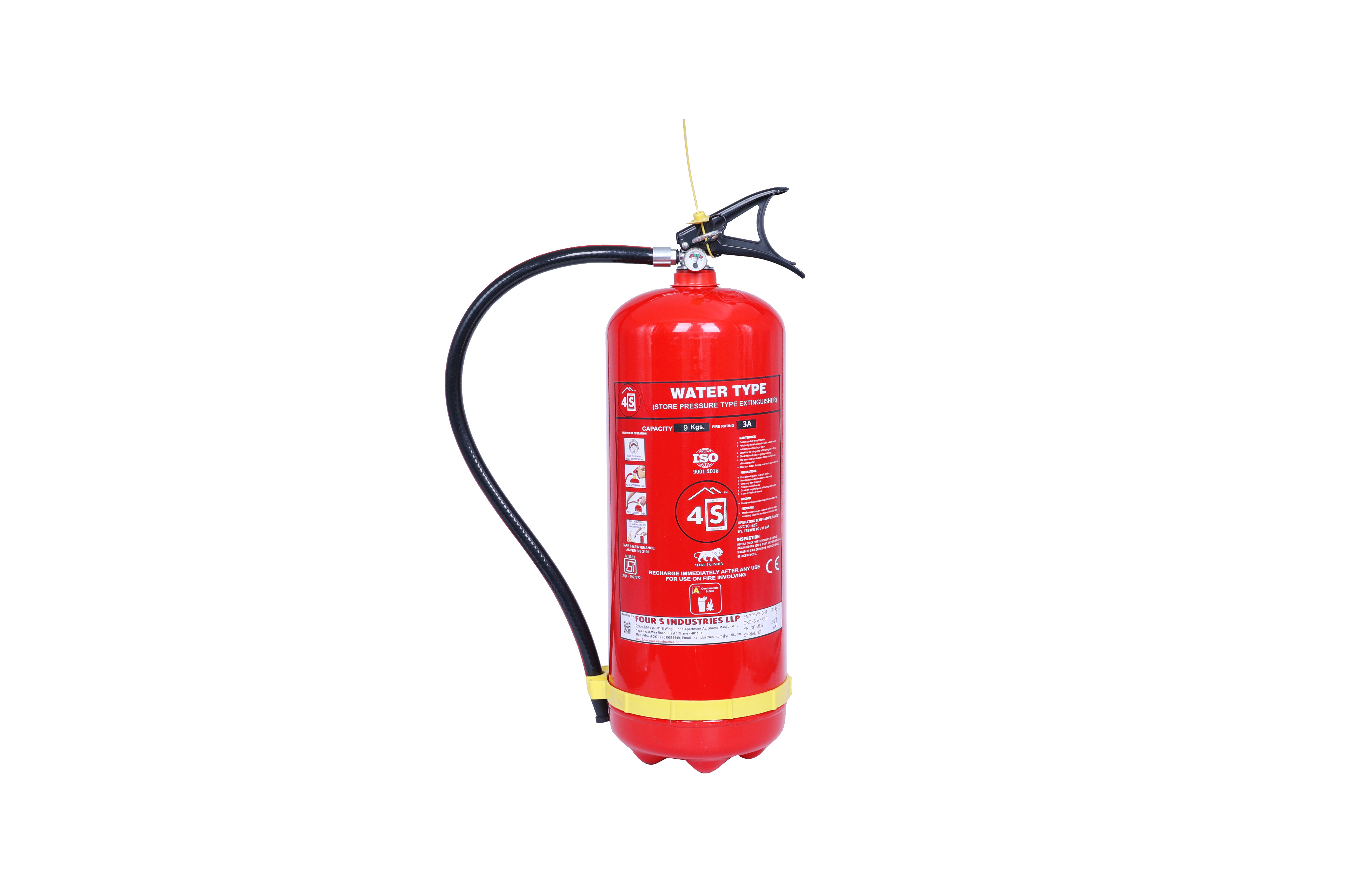 9 Kg Foam Fire Extinguisher (Afff) - Mild Steel, Red Color | One Year Warranty, Industrial & Commercial Use