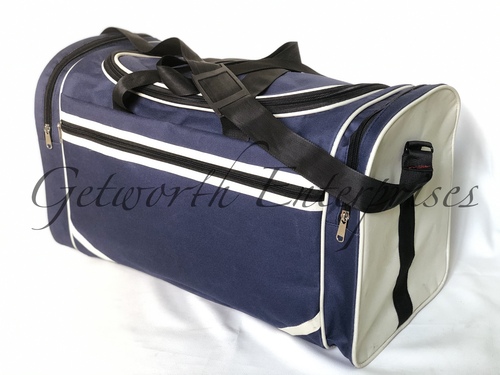 Blue And Cream Complimentary Travel Bag - Premium Rexine, 21" x 12" x 10" , High Quality, Durable, Perfect Stitch, Comfortable Handles, Easy to Wash