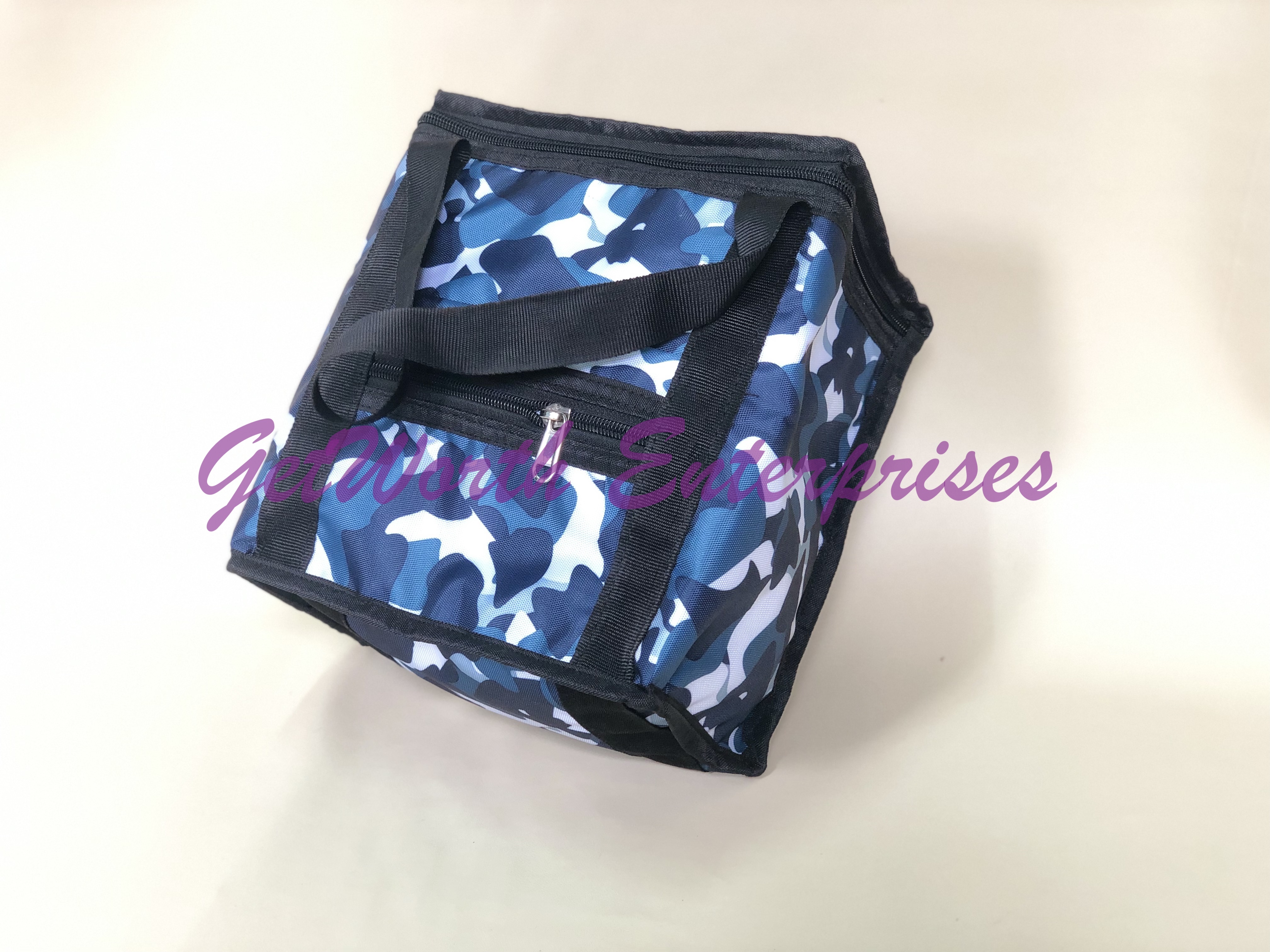 Light Blue Lunch Bags - Pvc Material, 8x9.5x5 Inches , Flexiloop Handle, Moisture Proof, Attractive Design For Kids' Lunches And Complimentary Gifts