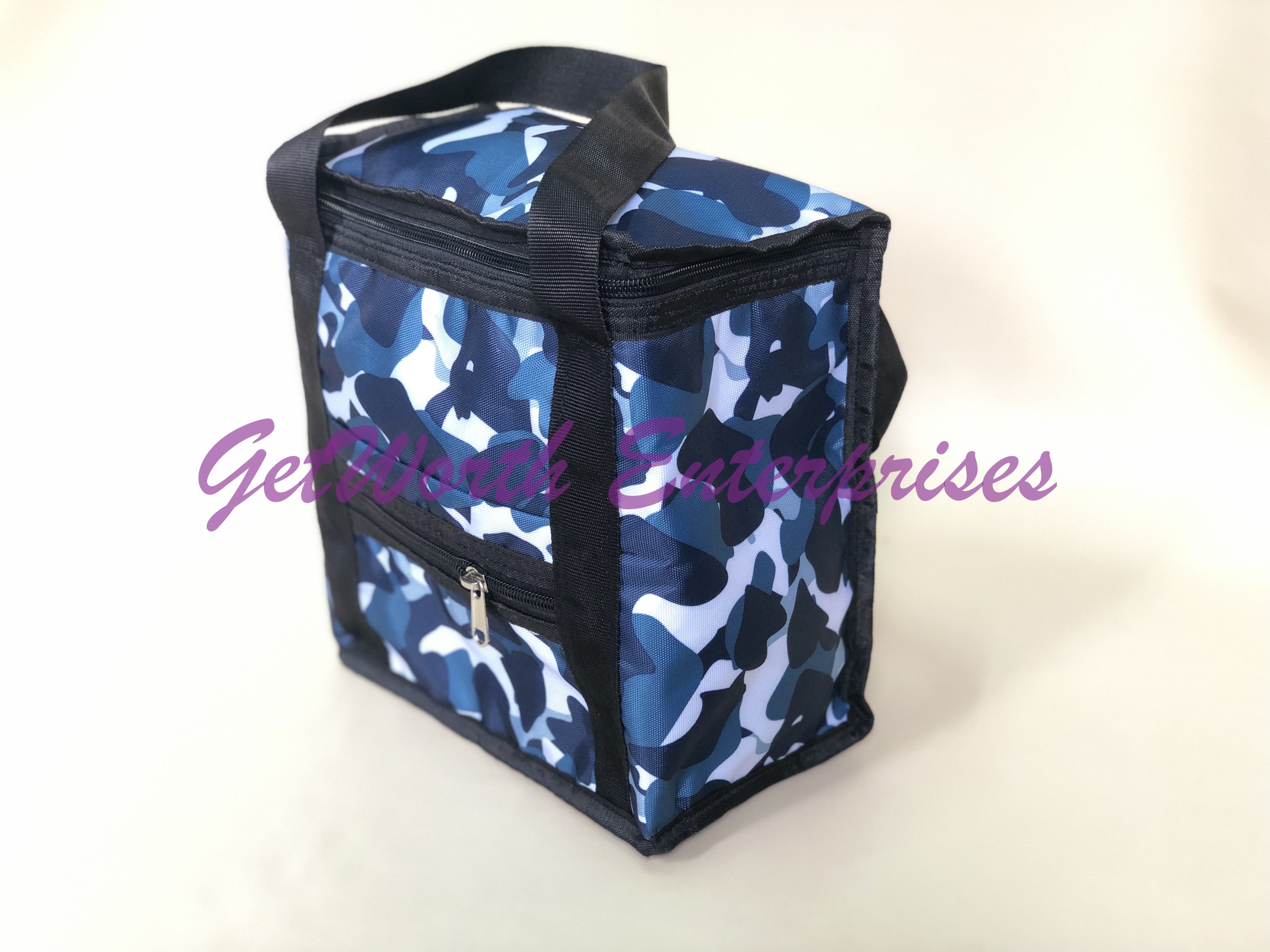 Light Blue Lunch Bags - Pvc Material, 8x9.5x5 Inches , Flexiloop Handle, Moisture Proof, Attractive Design For Kids' Lunches And Complimentary Gifts