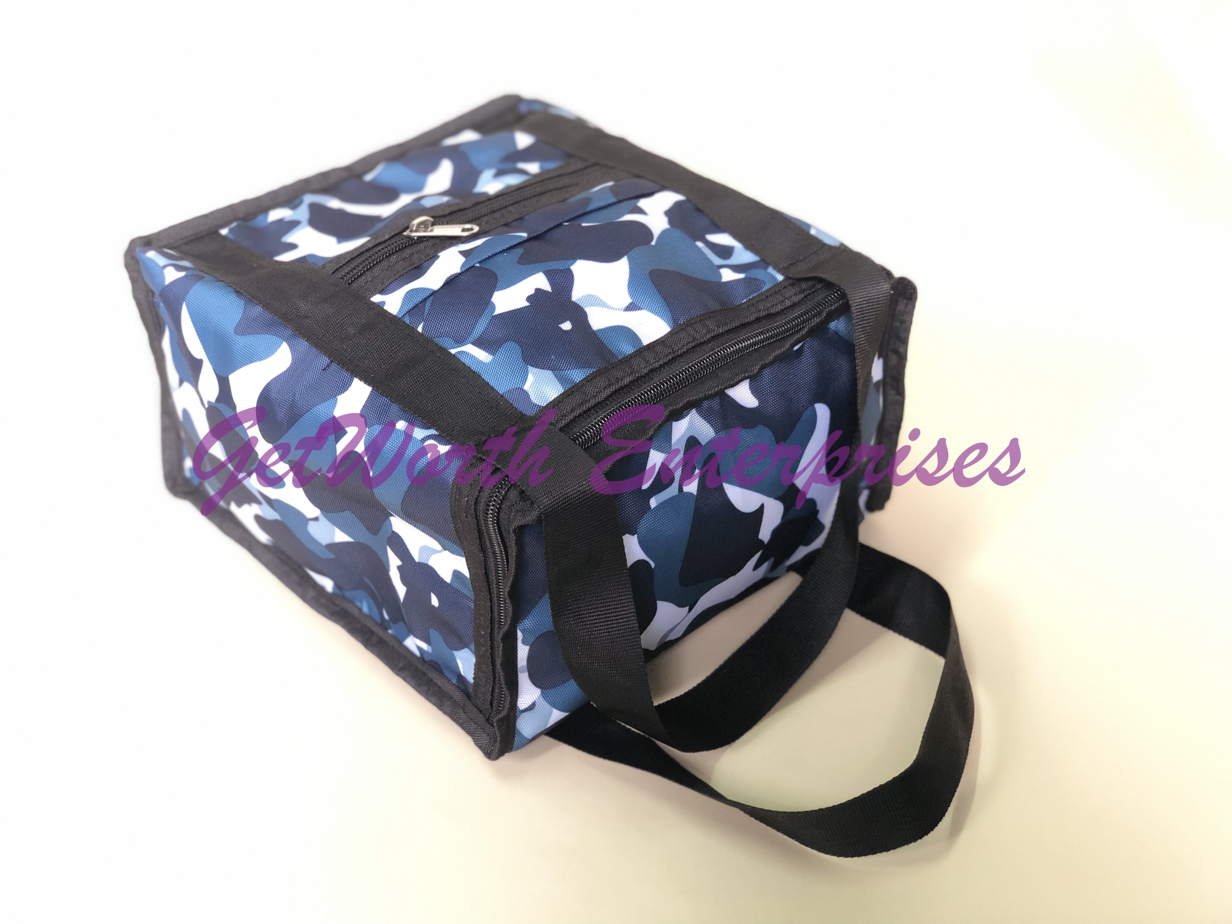 Light Blue Lunch Bags - Pvc Material, 8x9.5x5 Inches , Flexiloop Handle, Moisture Proof, Attractive Design For Kids' Lunches And Complimentary Gifts