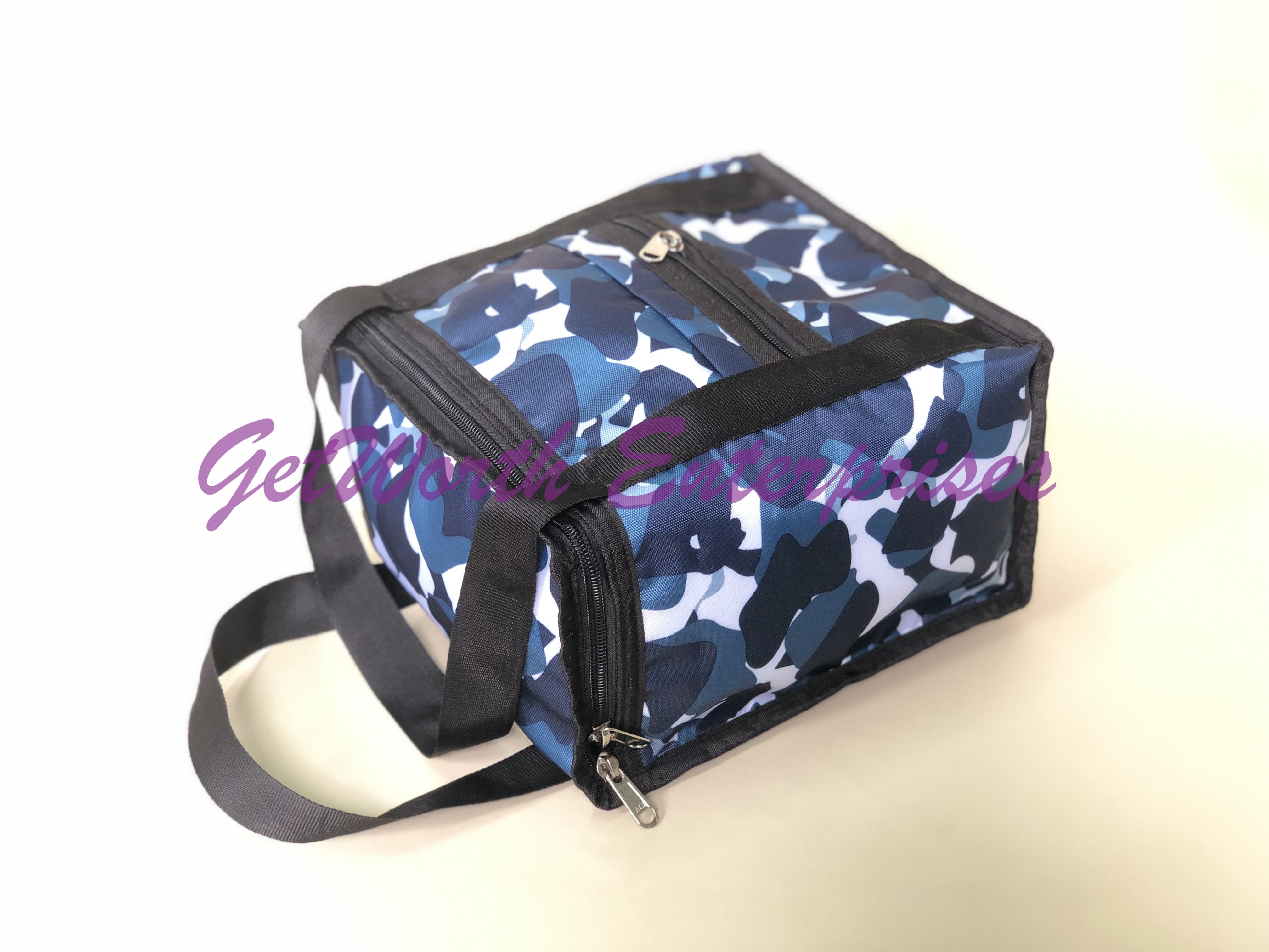 Light Blue Lunch Bags - Pvc Material, 8x9.5x5 Inches , Flexiloop Handle, Moisture Proof, Attractive Design For Kids' Lunches And Complimentary Gifts