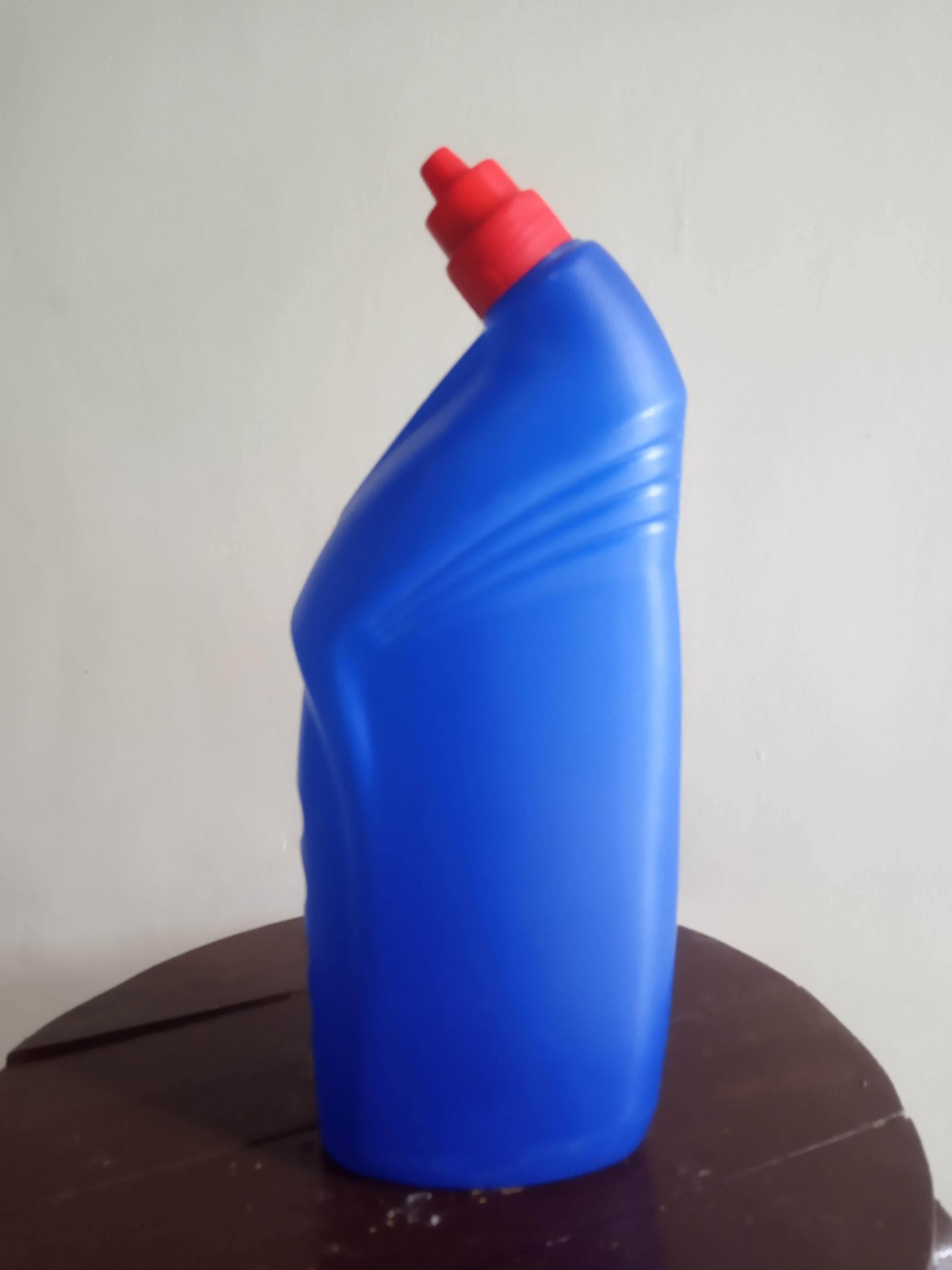 1l Empty Toilet Cleaner Bottle - Plastic Material, 1000 Ml Capacity, Blue Colour | Screw Cap, Hot Stamping Surface Handling, Harpic Shape