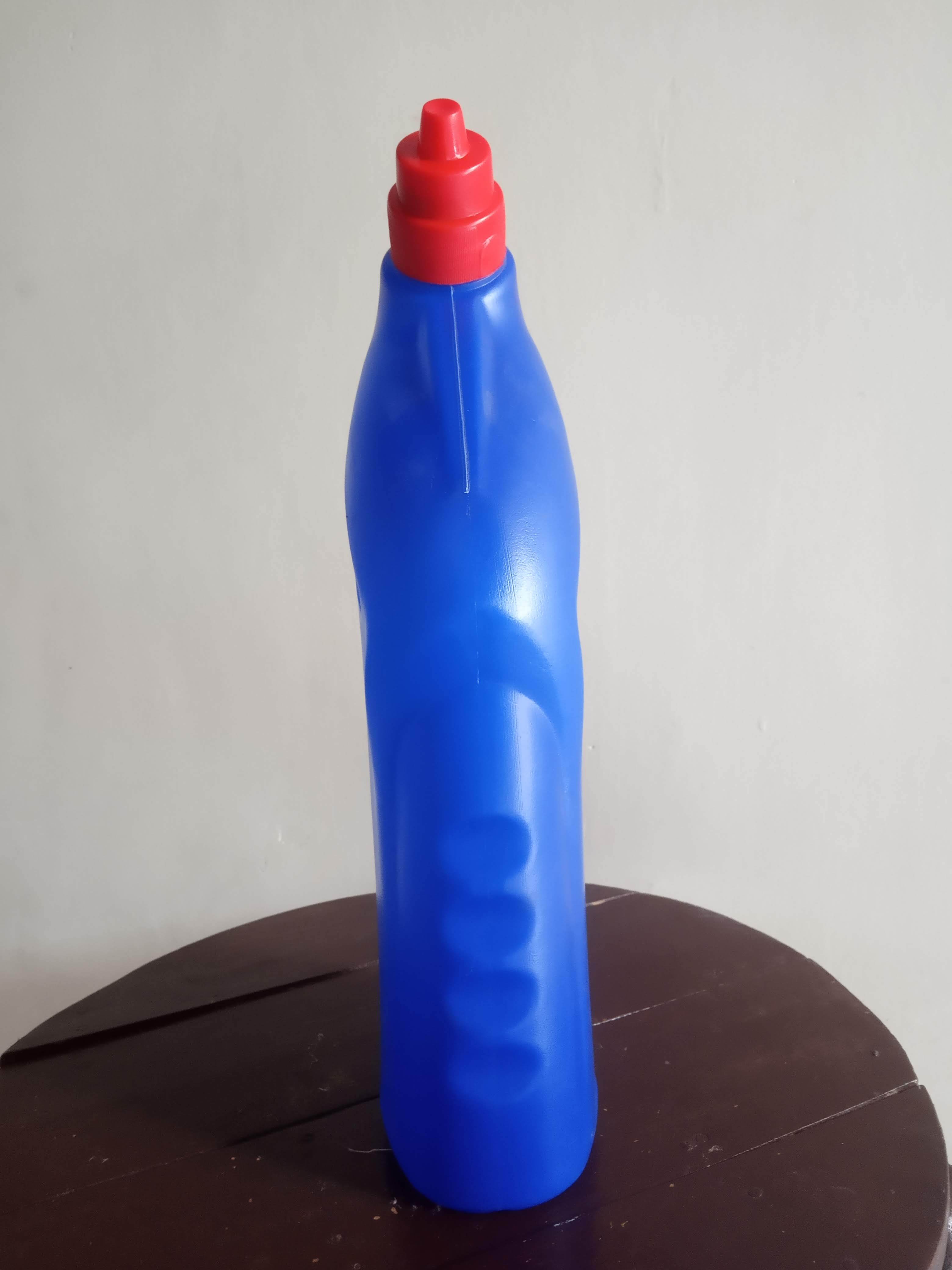 1l Empty Toilet Cleaner Bottle - Plastic Material, 1000 Ml Capacity, Blue Colour | Screw Cap, Hot Stamping Surface Handling, Harpic Shape