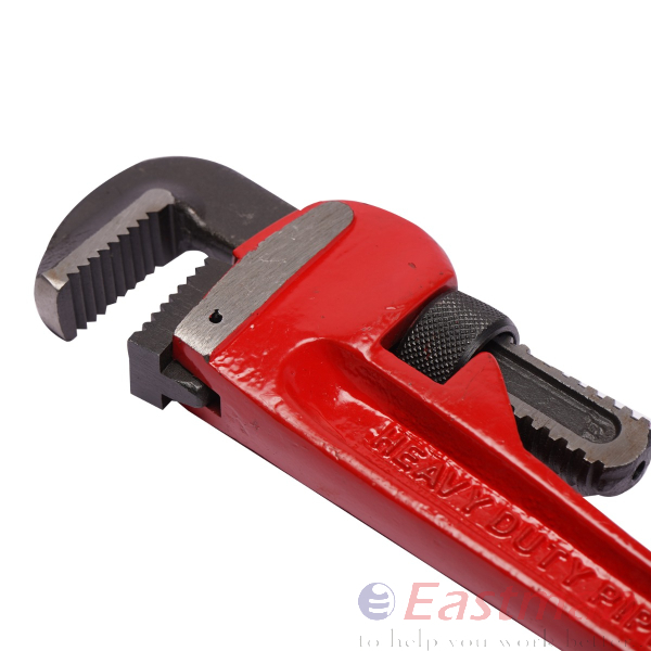 Eastman Pipe Wrench - Selected Drop Forged Steel, 10-36 Inch Size Range, Silver And Red Color | Self-cleaning Threads, Ergonomic Non-slip I-beam Handle, Full Floating Forged Hook Jaw