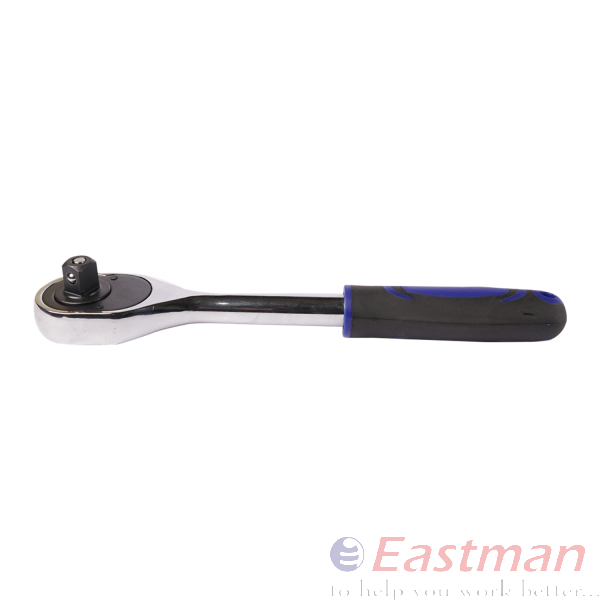 E-2203a 1/2 Oval Head Ratchet Handle - Chrome Vanadium Steel, 9.84-inch Length, Ergonomic Rubber Grip, Quick Release Function, Versatile Socket Compatibility