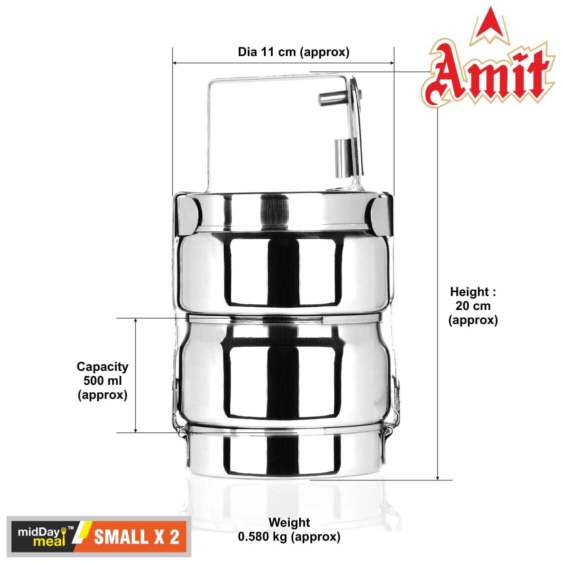 Stainless Steel Tiffin Box - Size: 600 Ml To 1150 Ml