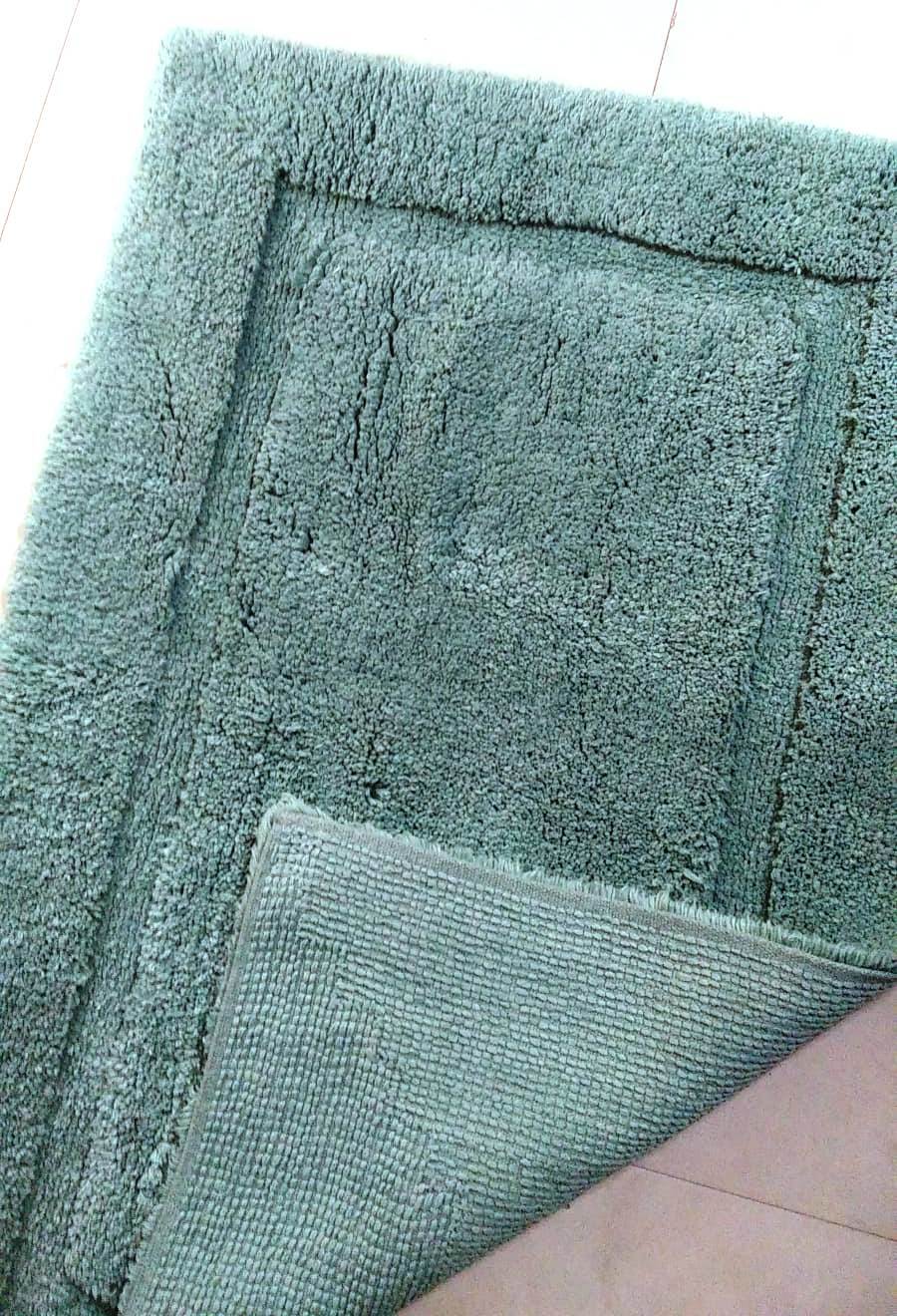 Cotton Bath Mats - 55x85 Cm, Light Green | Deluxe Design, Anti-slip, Quick Drying, Tufted, Washable