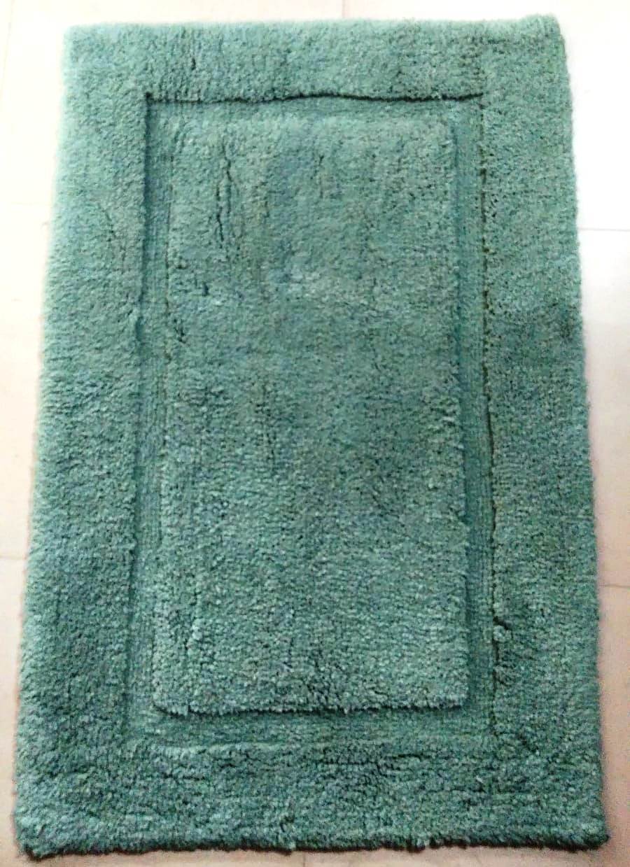 Cotton Bath Mats - 55x85 Cm, Light Green | Deluxe Design, Anti-slip, Quick Drying, Tufted, Washable