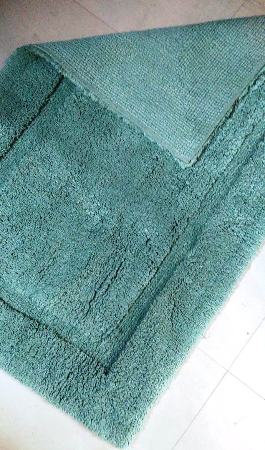 Cotton Bath Mats - 55x85 Cm, Light Green | Deluxe Design, Anti-slip, Quick Drying, Tufted, Washable